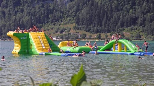 Swimming East Coast Walchsee with Aqua-Fun Park