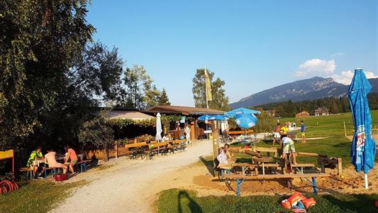 Swimming East Coast Walchsee with Aqua-Fun Park