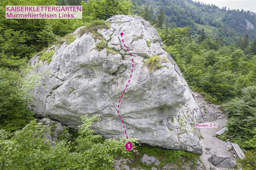 Ellmau_Topo Kaiserklettergarten / Murmeltierfelsen Links_Wilder Kaiser