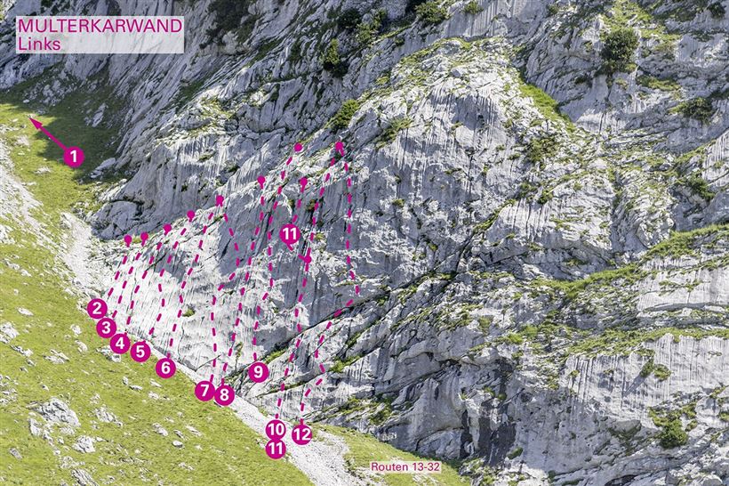 Scheffau_Topo Klettergarten Multerkarwand / Sektor Links_Wilder Kaiser